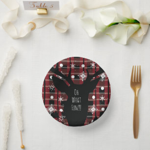 Buffalo Plaid Herten Sneeuwvlokken Kerstfeest Papieren Kommen