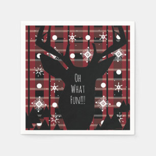 Buffalo Plaid Herten Sneeuwvlokken Kerstfeest  Servet