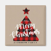 Buffalo plaid kerstboom magneet (Voorkant)