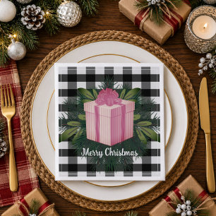 Buffalo Plaid Kerstcadeau Roze Servet