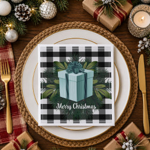 Buffalo Plaid Kerstcadeau Turquoise Servet