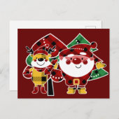 Buffalo Plaid Kerstvakantie Briefkaart (Voorkant / Achterkant)