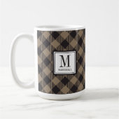 Buffalo Plaid Khaki Monogram Naam Koffiemok (Links)