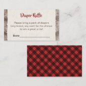 Buffalo Plaid Luier Raffle Rustiek Baby shower Enc Informatiekaartje (Voorkant / Achterkant)