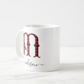 Buffalo Plaid M Monogram Christmas Coffee Mug (Devant gauche)