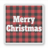 Buffalo Plaid Merry Christmas Rustic Holiday  Sticker (Voorkant)