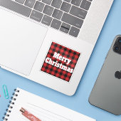 Buffalo Plaid Merry Christmas Rustic Holiday  Sticker (Laptop met iPhone)