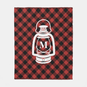 Buffalo Plaid Monogram Lantern Blanket Fleece Deken
