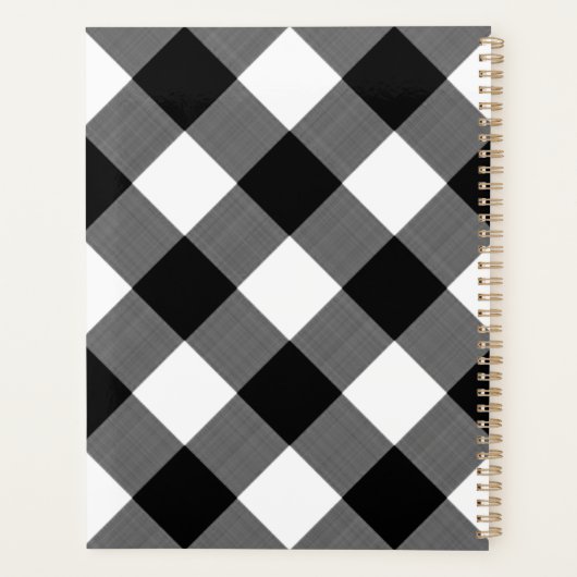 Buffalo Plaid Monogramme Nom du script Noir Blanc (Dos)