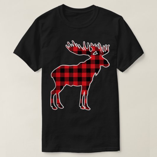 Buffalo Plaid Moose Christmas Design T-shirt (Design voorkant)