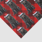 Buffalo Plaid Newfoundland Hond Kerstvakantie Tissuepapier (Detail)
