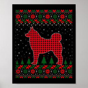Buffalo Plaid Noorse Elkhound Lelijke Kerstmis Fam Poster
