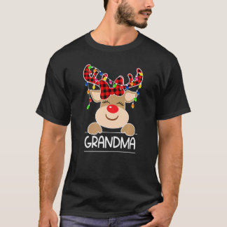Buffalo Plaid Oma Rendier Kerst Licht Fam T-shirt