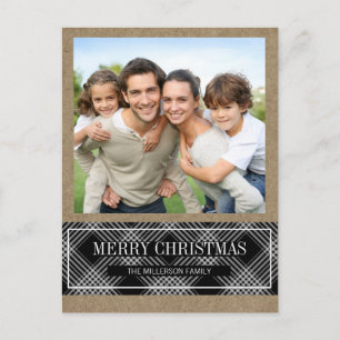 Buffalo Plaid op Kraft Kerstmis Foto Briefkaart