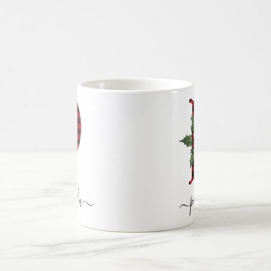 Buffalo Plaid P Monogram Christmas Coffee Mug (Centre)