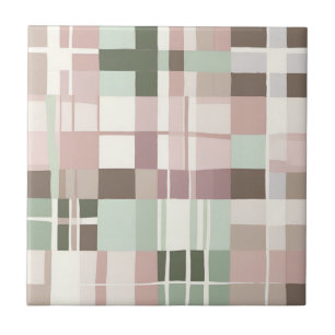 Buffalo Plaid Pastel rustieke Cottagecore huizen Tegeltje