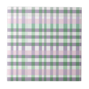 Buffalo Plaid Pastel rustieke Cottagecore huizen Tegeltje