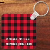 Buffalo Plaid Pattern Sleutelhanger met Monogram (Achterkant)