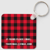 Buffalo Plaid Pattern Sleutelhanger met Monogram (Achterkant)