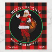 Buffalo Plaid Père Noël Hello Wine Étiquette (Étiquettes simples)