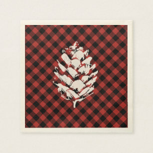Buffalo Plaid Pinecone Servetten
