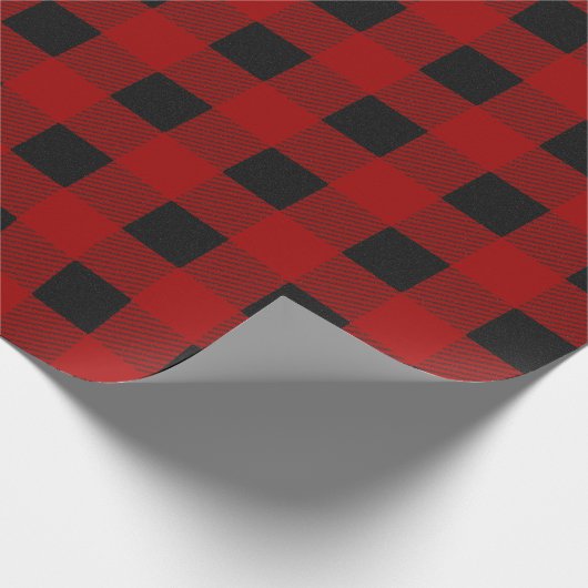 Buffalo Plaid Print in zwart en rood Custom Cadeaupapier (Hoek)