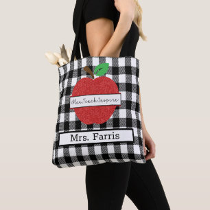 Buffalo Plaid Red Apple Teacher Appreciation Draagtas