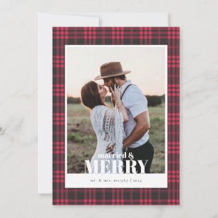 Buffalo Plaid Red Marié & Joyeuse carte de Noël