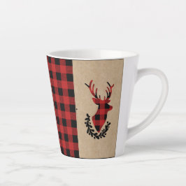 Buffalo Plaid Red Rustic Stag Latte Mok