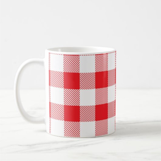 Buffalo Plaid Red White Check café Mug (Gauche)