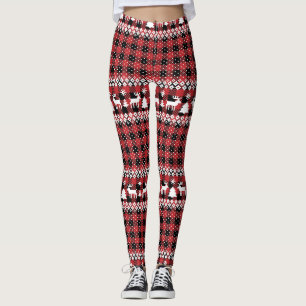 Buffalo Plaid Rendier Fair Isle Leggings