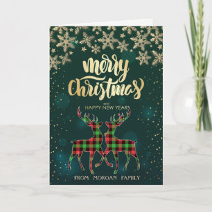 Buffalo Plaid Rendieren Sneeuwvlokken Kerst Feestdagen Kaart