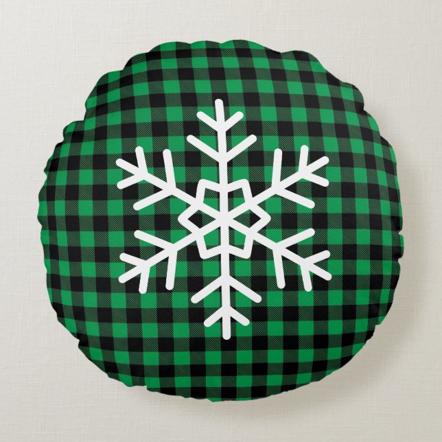 Buffalo Plaid Rond Kussen (Voorkant)
