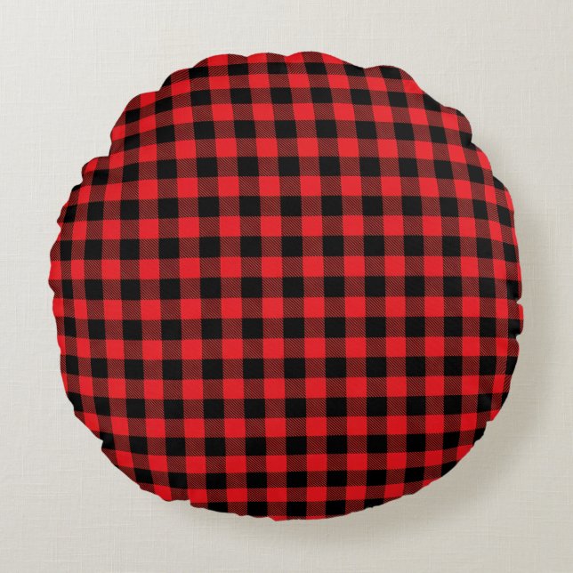 Buffalo Plaid Rond Kussen (Voorkant)