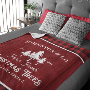Buffalo Plaid Rustieke Kerstboomgaard Sherpa Deken