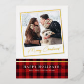 Buffalo Plaid Simple Frame Foil Carte photo de vac (Recto)