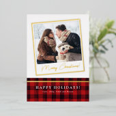 Buffalo Plaid Simple Frame Foil Carte photo de vac (Debout devant)