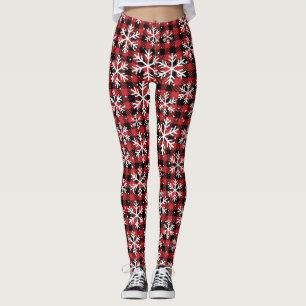 Buffalo Plaid Sneeuwvlok Winter Patroon Leggings