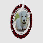 Buffalo Plaid Snowflake Première photo de Noël (devant)