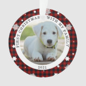 Buffalo Plaid Snowflake Première photo de Noël (devant)