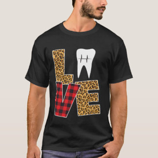 Buffalo Plaid Toothpaste & Tooth Dentist Valentine T-shirt