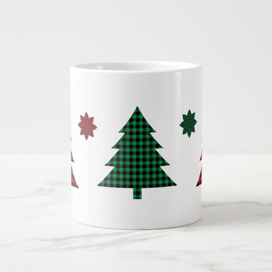 Buffalo Plaid Trees Extra Grote Beker (Voorkant)