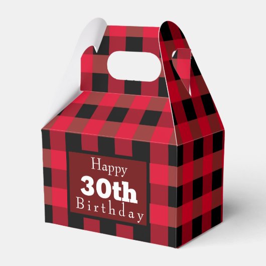 Buffalo plaid verjaardag bedankdoosjes (Voorkant Zijde)