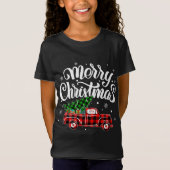 Buffalo Plaid Vrachtwagen Kerstboom Auto Xmas T-shirt (Voorkant)