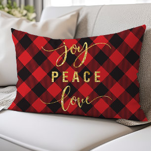 Buffalo Plaid Vreugde Vrede Liefde Kussen