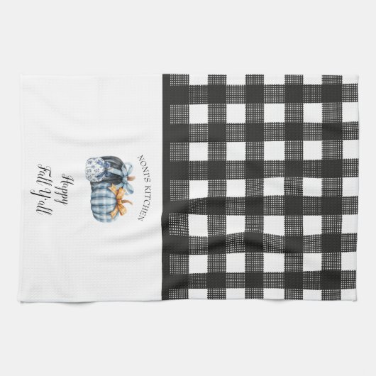 Buffalo Plaid Waterverf Blue Pumpkin Theedoek (Horizontaal)