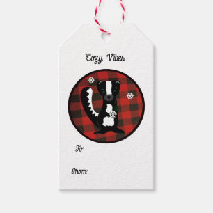 Buffalo Plaid Woodland Stinkdier Cadeautags Cadeaulabel