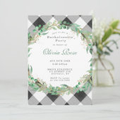 Buffalo Plaid Wreath Bachelorette Party Invitation (Debout devant)