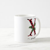 Buffalo Plaid X Monogram Christmas Coffee Mug (Devant droit)