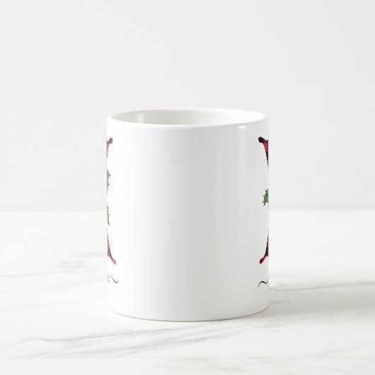 Buffalo Plaid X Monogram Christmas Coffee Mug (Centre)